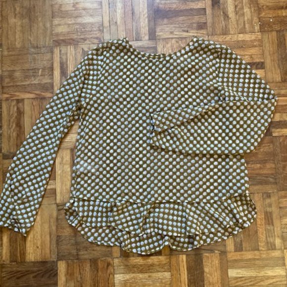 Ann Taylor Loft Tan and White Patterned Flowy Long sleeve Blouse Size Small - Picture 1 of 8